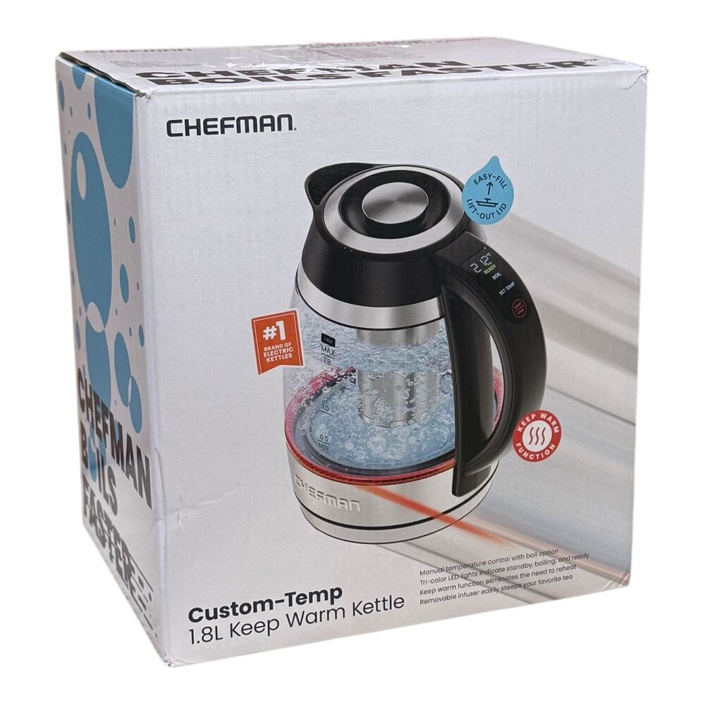 NEW Chefman 1.8L ELECTRIC TEA KETTLE Digital Precision + Tea Infuser Boil Water